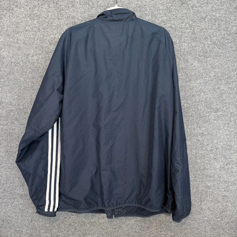 Adidas‎ Windbreaker Jacket Men Large Navy Blue Three Stripe Full Zip Up Y2K